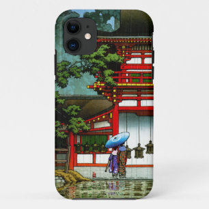 Cool oriental japanese classic temple rain art iPhone 11 case