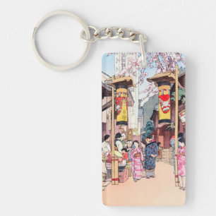 Cool oriental japanese country festival painting key ring