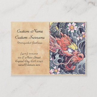 Cool oriental japanese dragon god tattoo business card