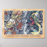 Cool oriental japanese dragon god tattoo storm
