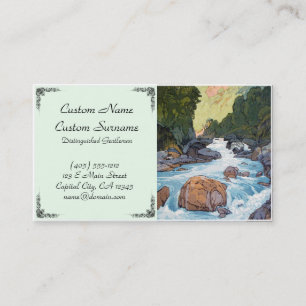 Cool oriental japanese forest river rock hanga art business card