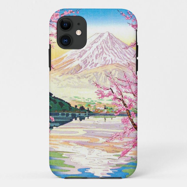 Cool oriental japanese Fuji spring cherry tree art Case-Mate iPhone Case (Back)