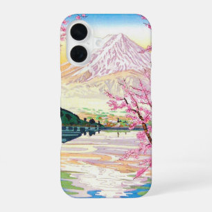 Cool oriental japanese Fuji spring cherry tree art iPhone 16 Case