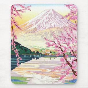 Cool oriental japanese Fuji spring cherry tree art Mouse Mat