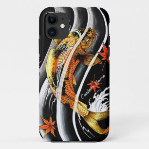 Cool oriental japanese Gold Lucky Koi Fish tattoo iPhone 11 Case