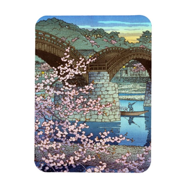 Cool oriental japanese Hasui kawase river bridge Magnet (Vertical)