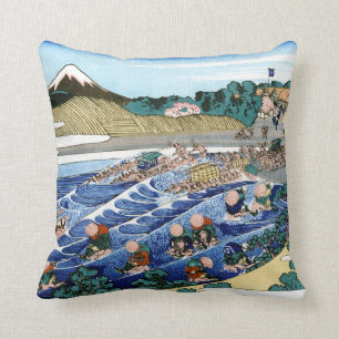 Cool oriental japanese Hokusai Fuji View landscape Cushion