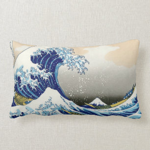Cool oriental japanese Hokusai Fuji View landscape Lumbar Cushion