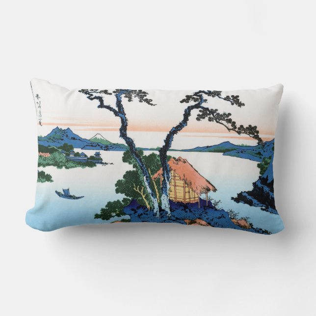 Cool oriental japanese Hokusai Fuji View landscape Lumbar Cushion (Front)