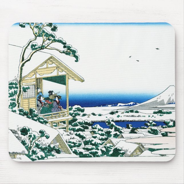 Cool oriental japanese Hokusai Fuji View landscape Mouse Mat (Front)