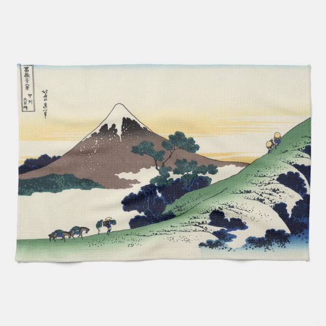 Cool oriental japanese Hokusai Fuji View landscape Tea Towel (Horizontal)