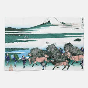 Cool oriental japanese Hokusai Fuji View landscape Tea Towel