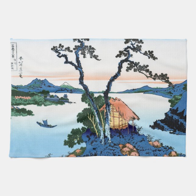 Cool oriental japanese Hokusai Fuji View landscape Tea Towel (Horizontal)