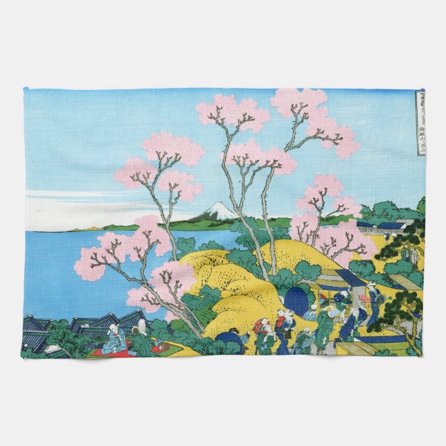 Cool oriental japanese Hokusai Fuji View landscape Tea Towel (Horizontal)