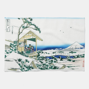 Cool oriental japanese Hokusai Fuji View landscape Tea Towel