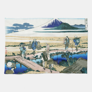 Cool oriental japanese Hokusai Fuji View landscape Tea Towel