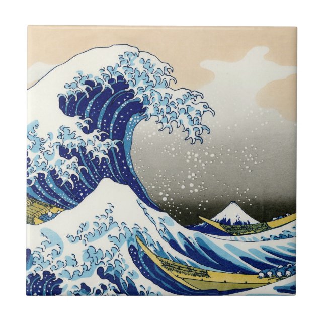 Cool oriental japanese Hokusai Fuji View landscape Tile (Front)