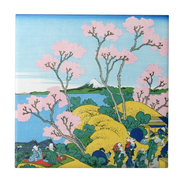 Cool oriental japanese Hokusai Fuji View landscape Tile (Front)
