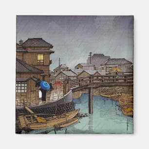 Cool oriental japanese Kawase rainy day art Magnet