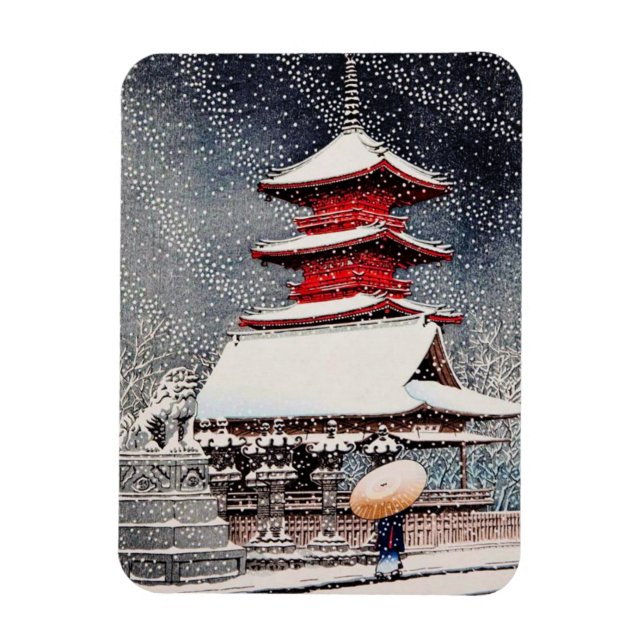 Cool oriental japanese Kawase winter scenery art Magnet (Vertical)