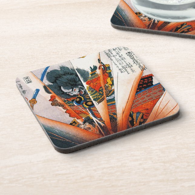 Cool oriental japanese Kunioshi Samurai Warrior Coaster (Left Side)