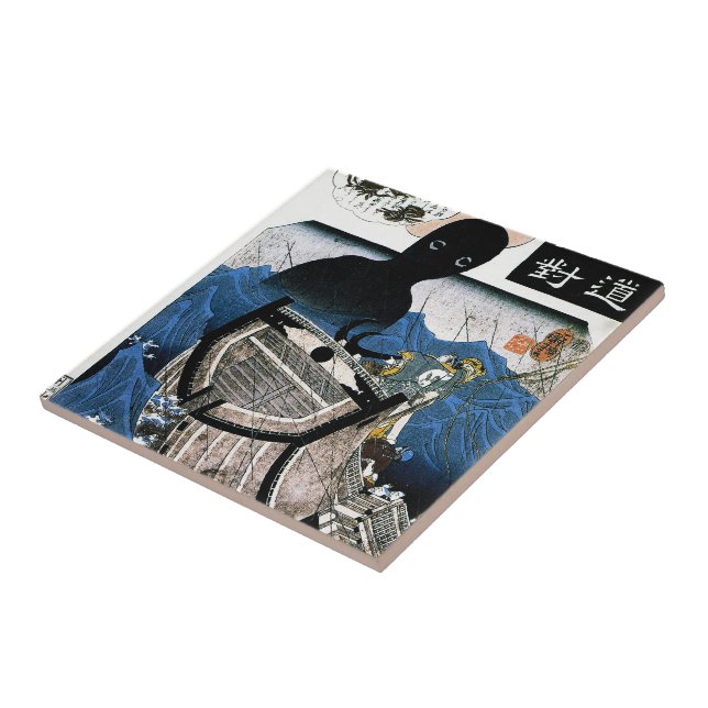 Cool oriental japanese Kuniyoshi sea demon art Tile (Side)