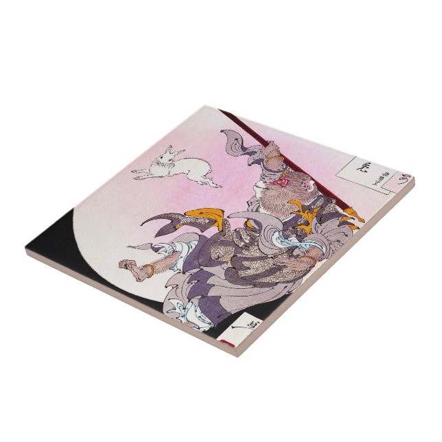 Cool oriental japanese Monkey God art Tile (Side)