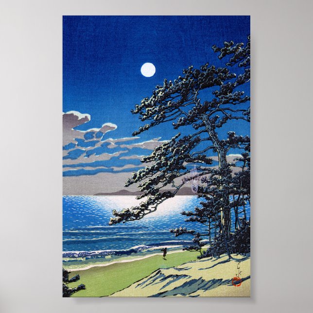 Cool oriental japanese moonlight night scenery poster (Front)
