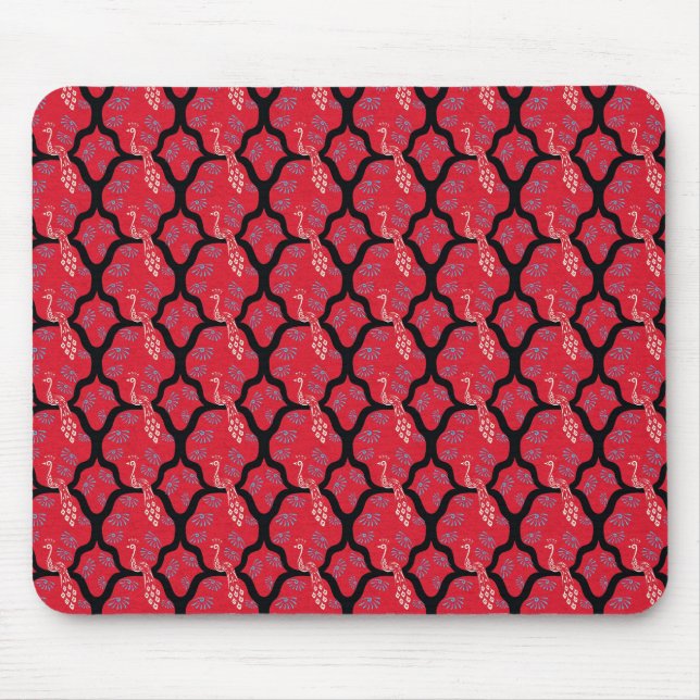 Cool oriental japanese peacock abstract pattern mouse mat (Front)