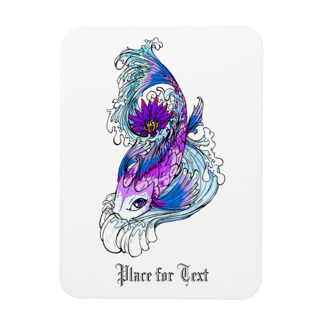 Cool Oriental Japanese Purple Koi Fish Magnet (Vertical)