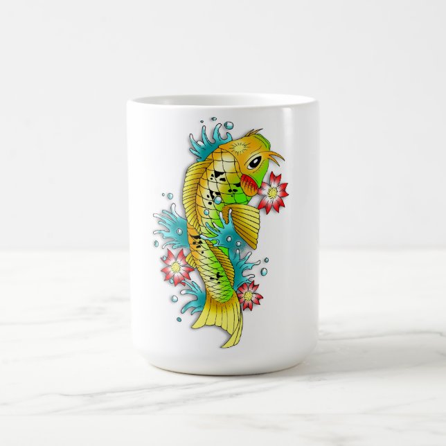 Cool oriental japanese rainbow koi carp fish coffee mug (Center)