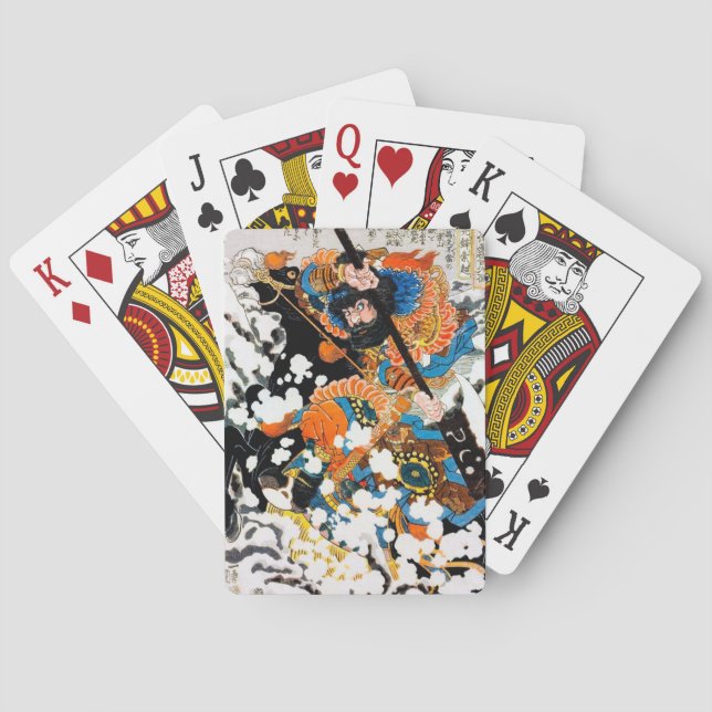 Cool oriental japanese samurai warrior tattoo playing cards (Back)