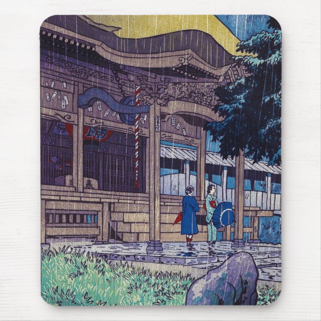 Cool oriental Japanese Shiro Kasamatsu Rainy day Mouse Mat (Front)