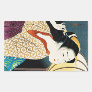 Cool oriental japanese Takane Koko geisha lady art Rectangular Sticker
