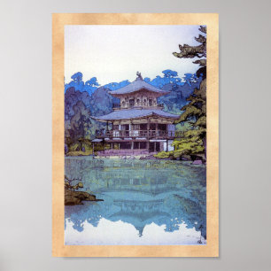 Cool oriental japanese watercolour temple painting poster