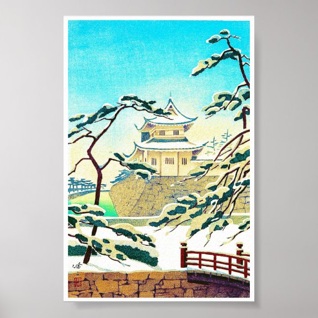 Cool oriental japanese winter castle sceneart poster (Front)