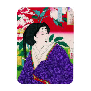 Cool oriental japanese woodprint geisha lady art magnet