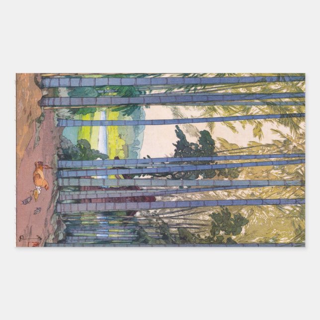 Cool oriental japanse Yoshida Bamboo Forest art Rectangular Sticker (Front)