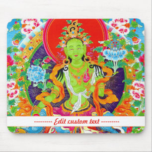 Cool oriental mandala Green Tara god vibrant Mouse Mat