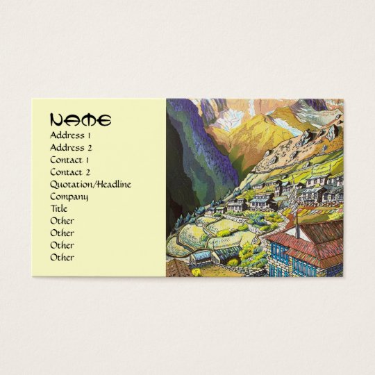 Cool oriental Namche Bazar Nepal mountain pass Business Card