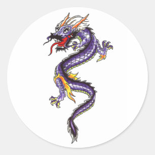 Cool  Oriental  Purple  Dragon style sticker