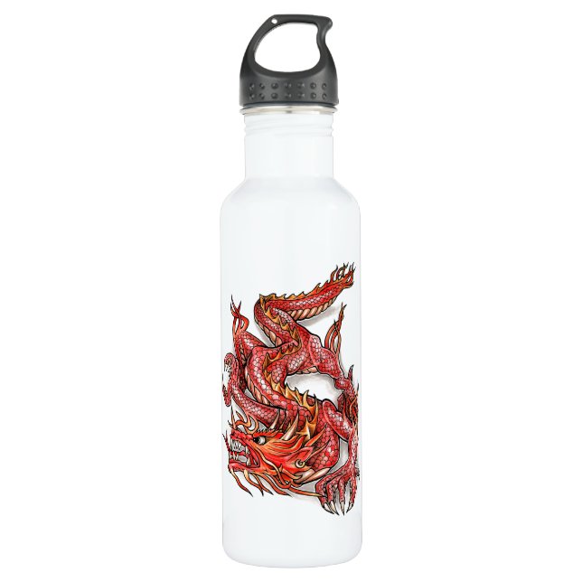 Cool Oriental Red Dragon Tattoo 710 Ml Water Bottle (Front)