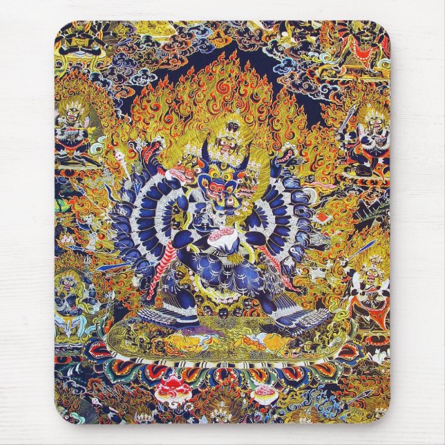 Cool oriental tangka Yamantaka death god tattoo Mouse Mat (Front)