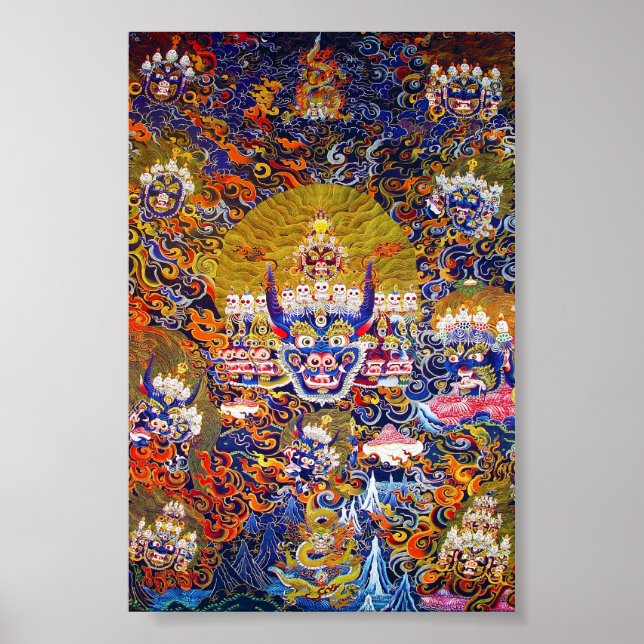 Cool oriental tangka Yamantaka death god tattoo Poster (Front)