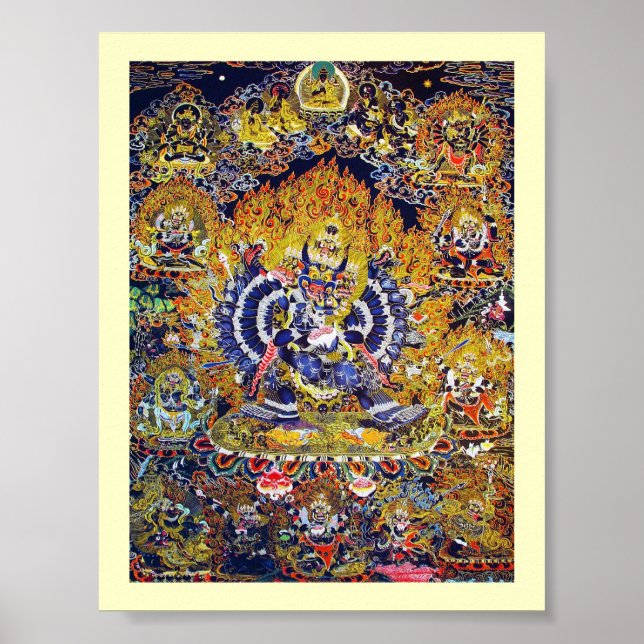 Cool oriental tangka Yamantaka death god tattoo Poster (Front)