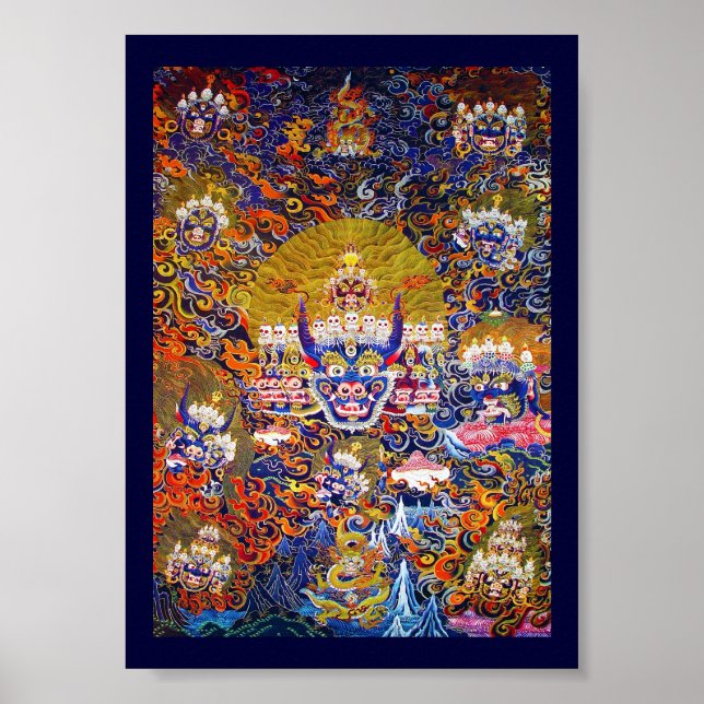 Cool oriental tangka Yamantaka death god tattoo Poster (Front)