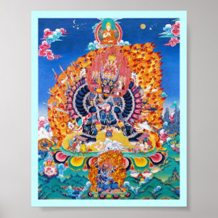 Cool oriental tangka Yamantaka death god tattoo Poster
