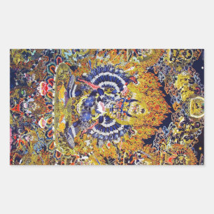 Cool oriental tangka Yamantaka death god tattoo Rectangular Sticker