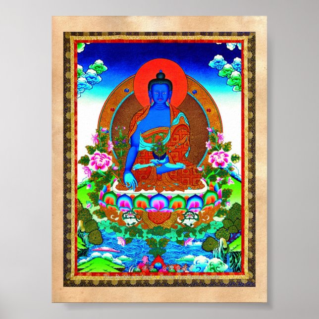 Cool oriental tibetan thangka Bhaisajyaguru tattoo Poster (Front)