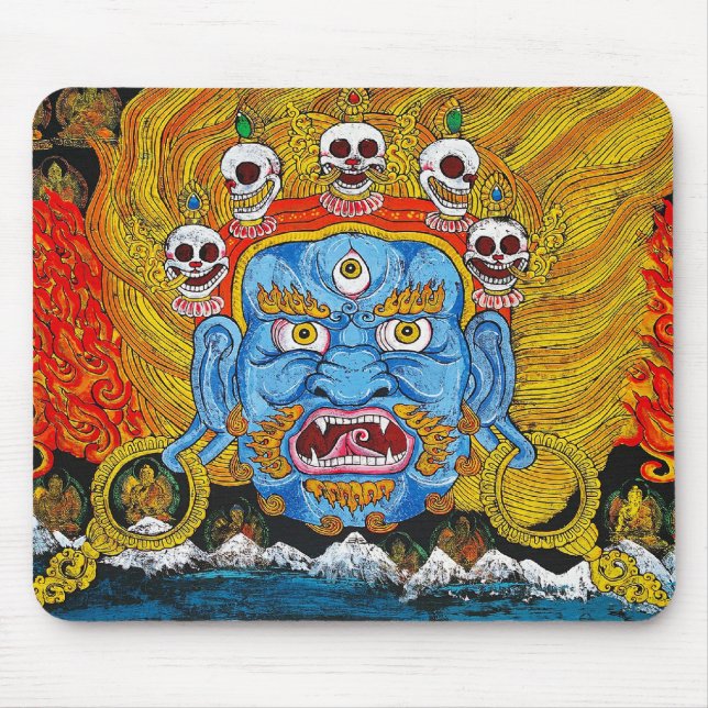 Cool oriental tibetan thangka demon tattoo art mouse mat (Front)